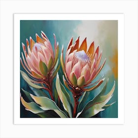 Vintage Colorful Proteas Art Print