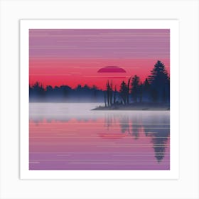 Sunset Over Lake Art Print