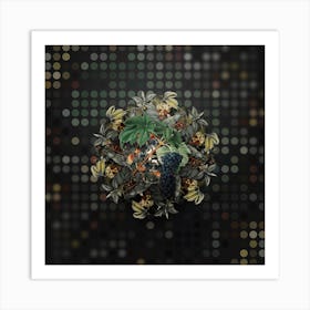 Vintage Black Aleatico Grape Fruit Wreath on Dot Bokeh Pattern n.0081 Art Print