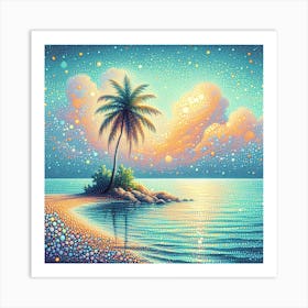 Lonely island with palm tree 3 Art Print