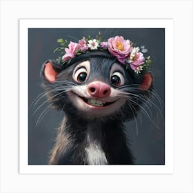 Rat With Flower Crown Poster