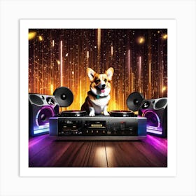 Corgi Dj 1 Art Print