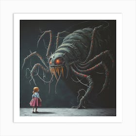 Spider And The Little Girl Art Print