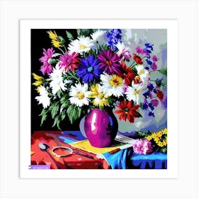 Daisies In A Vase Art Print