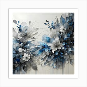 Blue And White Flowers 1 Art Print