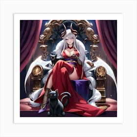 White Hair Demon Queen Art Print