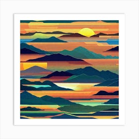 Sunset In The Mountains 17 Art Print