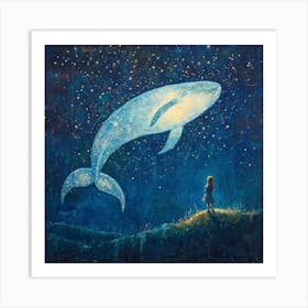 Whale In The Starry Night Sky 9 Art Print