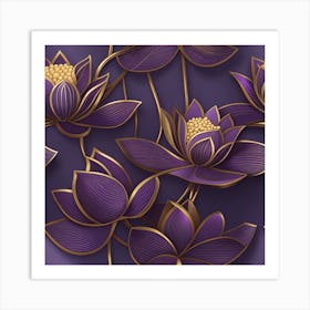 Lotus Flower Seamless Pattern Art Print