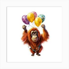 Orangutan With Balloons 1 Art Print