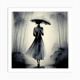 Woman With An Umbrella Art Print
