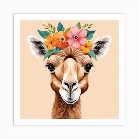 Floral Baby Camel Nursery Illustration (5) Art Print