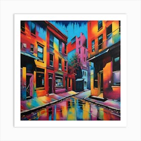 City In The Rain Art Print