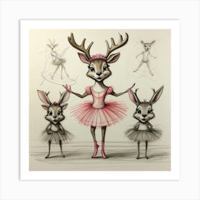 Deer Ballerinas Art Print