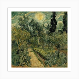 Garden At Night Art Print