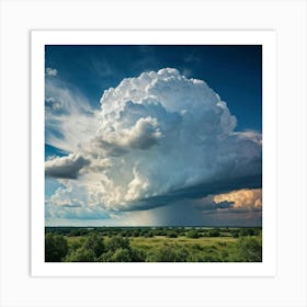 Cumulus Clouds Billowing High In An Overcast Sky Nature Landscape Bathed In Spring Air Sunlight Pi (1) Art Print