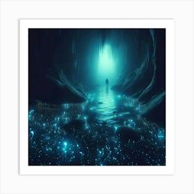 Cave With Glowing Fungus Art Print