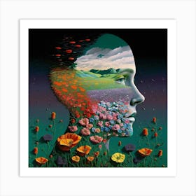 Flowers In The Head Art Print