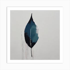 'Blue Leaf', A minimal Illustration of a leaf, pleasing home & office decor, calming tone with solid background, 1253 Art Print