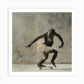 Chimpanzee Skateboarding  Art Print