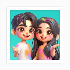 Holi Couple Art Print