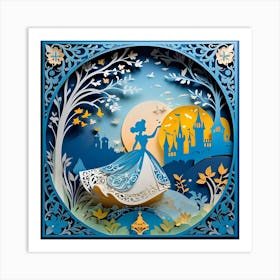 Cinderella Paper Cut Art Art Print