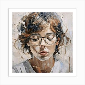 Portrait Of A Woman With Glasses Art Print