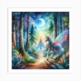 Unicorn In The Forest Art Print