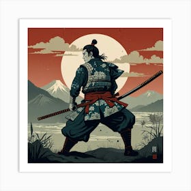 Samurai Ukiyoe E Style Illustration Art Print 0 (1) Art Print