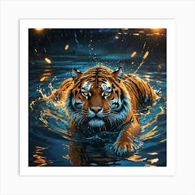 Tiger In Water Art Print