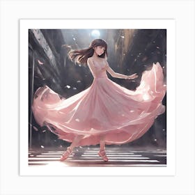 Anime Girl In Pink Dress Art Print