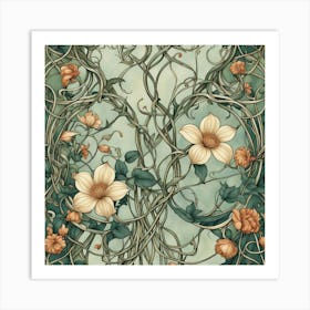 Vines And Flowers Art Print