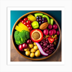 Colorful Fruits And Vegetables In A Bowl Art Print