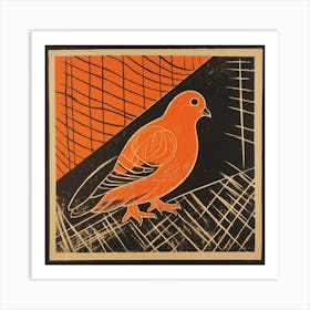 Retro Bird Lithograph Pigeon 2 Art Print