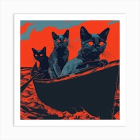 Cat In A Boat Art Print