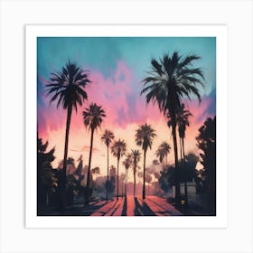 Sunset Palm Trees 1 Art Print