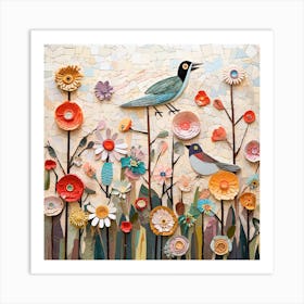 Birds And Flowers with Acc Effect Art Print