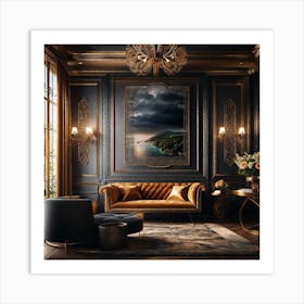 Black And Gold Living Room 6 Art Print