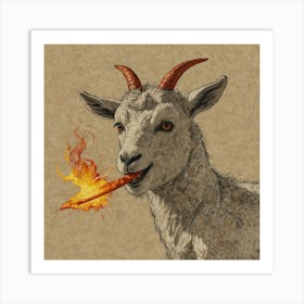 Goat With Fire 1 Art Print