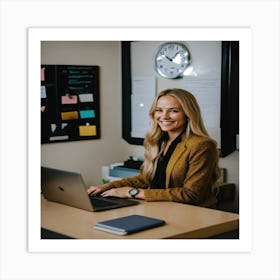 A Candid Photo Of A Woman Smiling With Long Blonde Art Print