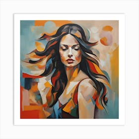 Woman With Long Hair Art Print