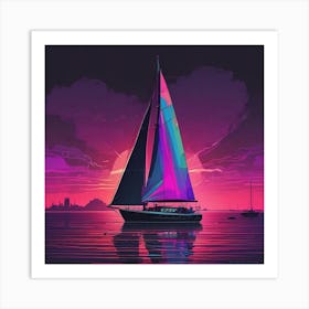 Sunset Sailboat 12 Art Print