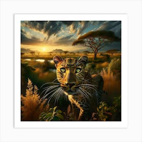 Leopard In The Savannah 1 Art Print