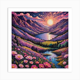 Sunset In The Mountains 13 Art Print