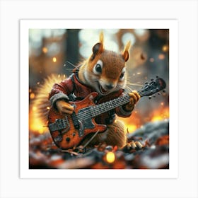 Chipmunk Playing Guitar Art Print