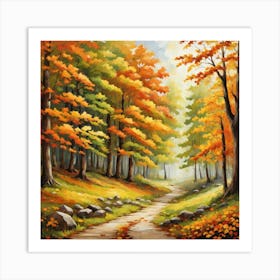 Forest In Autumn In Minimalist Style Square Composition 90 Art Print