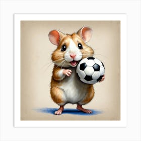 Hamster With Soccer Ball 2 Art Print