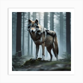 Wolf In The Forest 77 Art Print