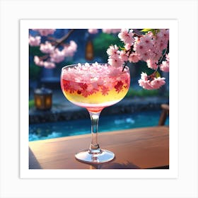 Cherry Blossom Cocktail Art Print
