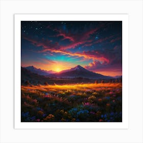 Sunset In The Mountains 18 Art Print